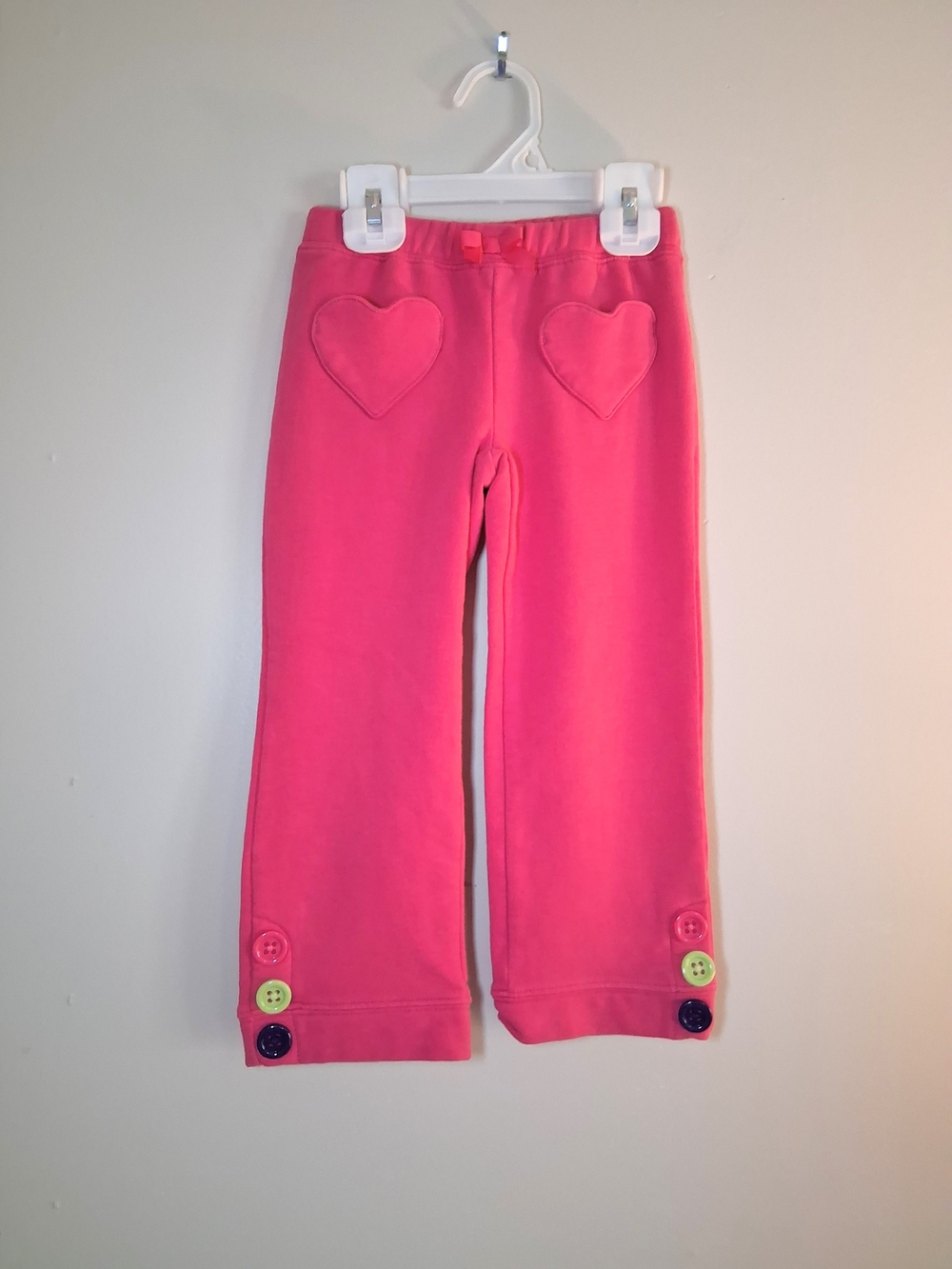 Gymboree Bright Pink Fleece-Lined Joggers with Heart Knees Size 3T